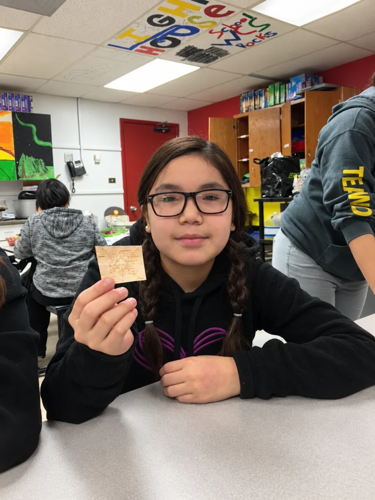 Finished birch bark biting from participant