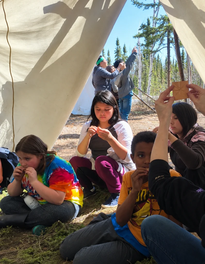 Land based cultural workshops birch bark biting
